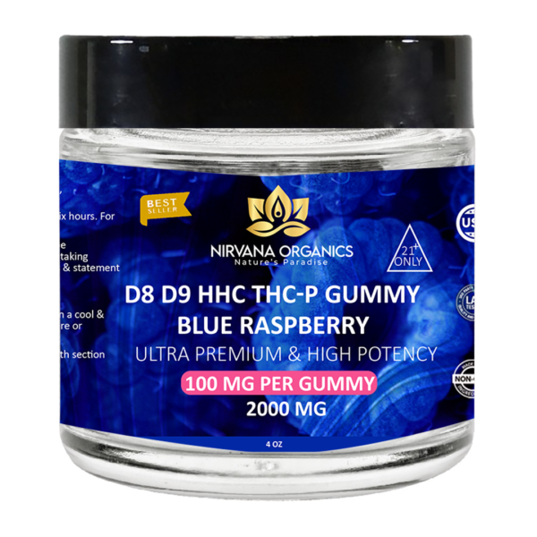 D8+D9+HHC+THC-P+LIVE ROSIN Gummies Blue Raspberry