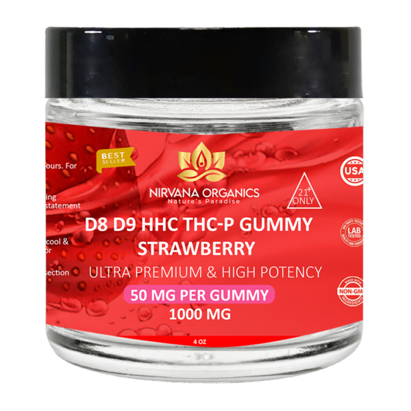 D8+D9+HHC+THC-P+LIVE ROSIN Gummies Strawberry